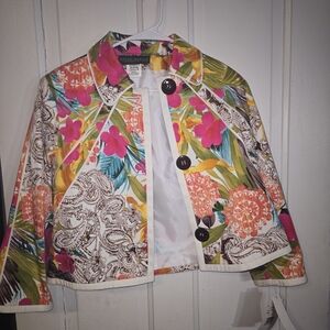 Tropical Floral Cropped Jacket  Bright 
Vintage Harvé Benard by Benard Holtzman